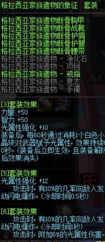 地下城勇士（格拉西亚家族遗物）属性：核心是高额光属性强化与光属性附加伤害